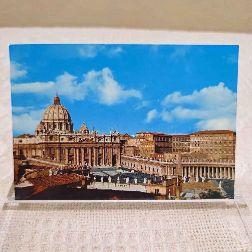 Vintage St Peter's Basilica Vatican City Piazza San Pietro Church Postcard Unp